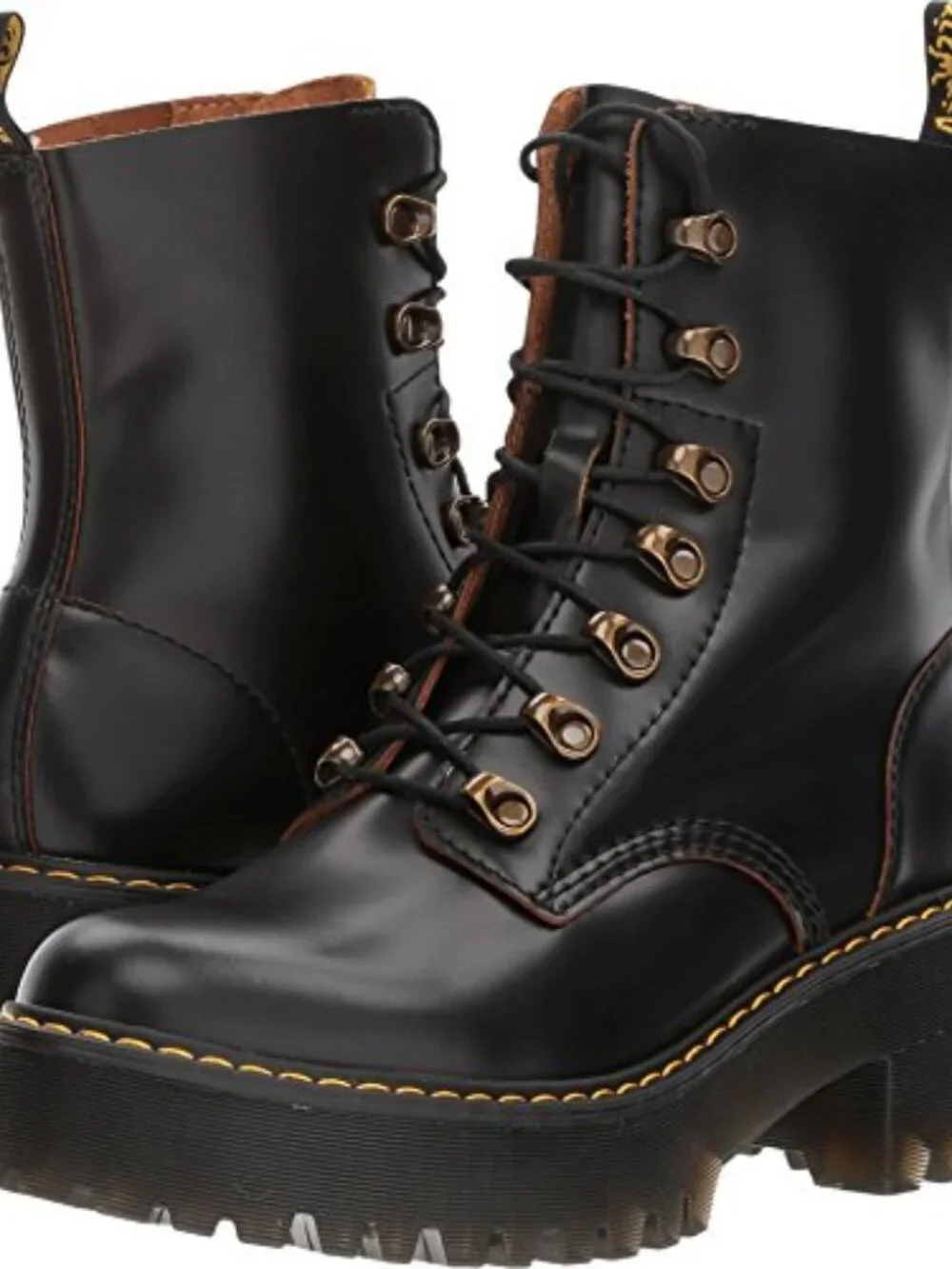 Leather Lace Up Ankle Bootie Heeled Boots Dr Martens Style